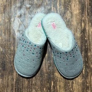 Justice Size 2/3 Cozy Kids Slippers with Colorful Dots